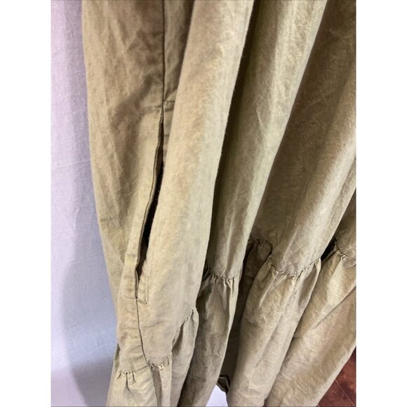 Caryn Lawn Dress Womens One Size Green Pockets Tiered Midi puff sleeve - Picture 6 of 13